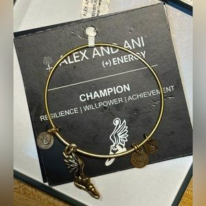 Alex and Ani Champion Retired Charm Gold Runner Track Winged Shoe Bangle. NWT.